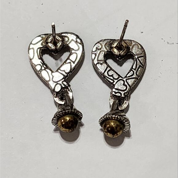 Brighton‎ filigree silver plated Mixed Metals Heart dangle drop earrings - Picture 5 of 5